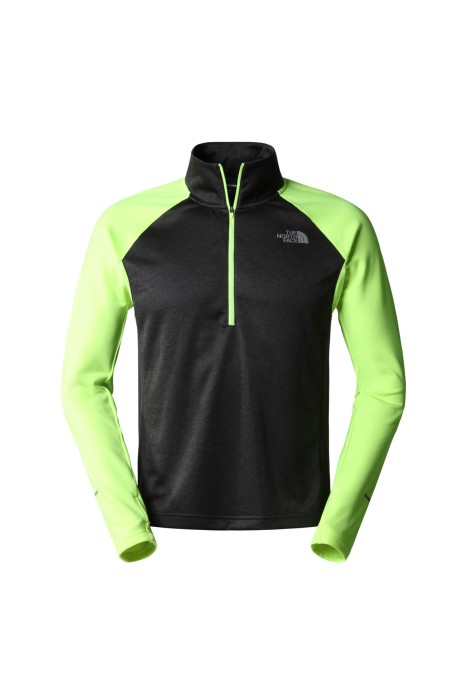 The North Face - 1-4 Zip Run Fleece Erkek Yarım Fermuarlı SweatShirt - NF0A7SXP Asfalt Gri/Neon Sarı