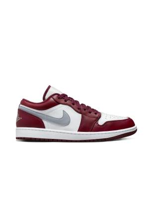 Air Jordon 1 Low Erkek Ayakkabı - 553558 Bordo/Beyaz - Thumbnail