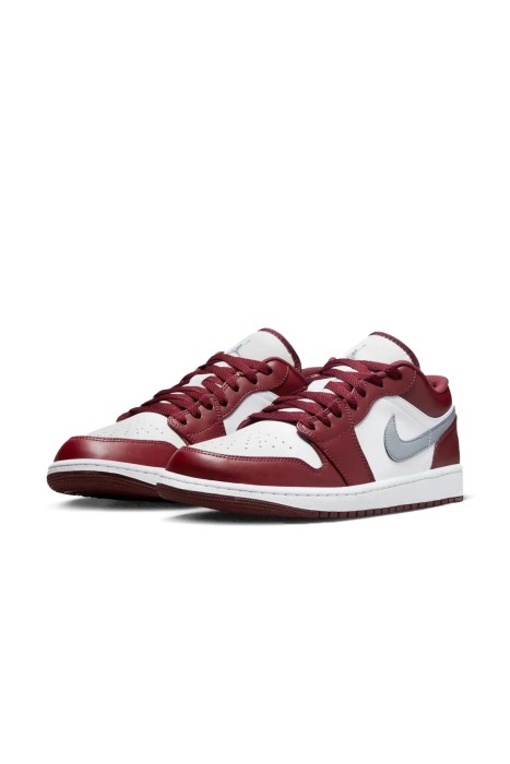 Air Jordon 1 Low Erkek Ayakkabı - 553558 Bordo/Beyaz