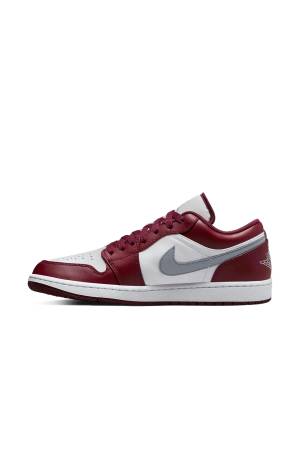 Air Jordon 1 Low Erkek Ayakkabı - 553558 Bordo/Beyaz - Thumbnail