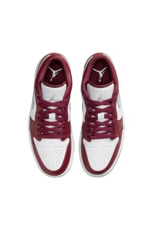 Air Jordon 1 Low Erkek Ayakkabı - 553558 Bordo/Beyaz - Thumbnail