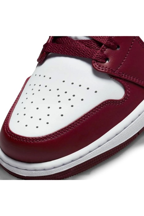 Air Jordon 1 Low Erkek Ayakkabı - 553558 Bordo/Beyaz