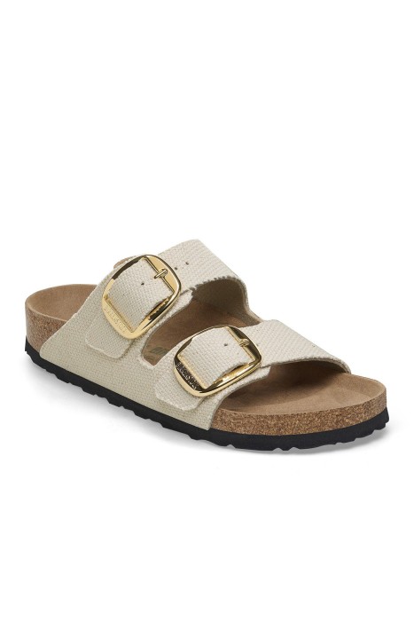 Birkenstock - Arızona Bıg Buckle Tex Rough Canvas Vegan Unisex Terlik - 1026726 Kırık Beyaz