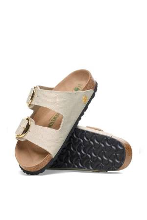 Arızona Bıg Buckle Tex Rough Canvas Vegan Unisex Terlik - 1026726 Kırık Beyaz - Thumbnail