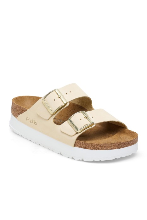 Birkenstock - Arızona Platform Flex Nu Kadın Terlik - 1026924 Ekru