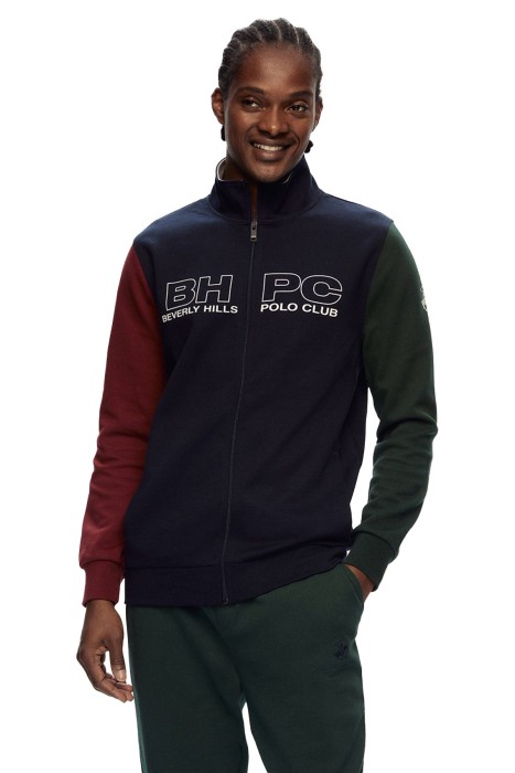 Beverly Hills Polo Club - Beverly Hills Polo Club Erkek Tam Fermuarlı SweatShirt - 22WMFO10361301 Lacivert