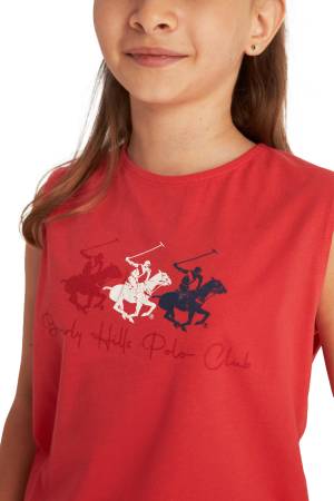 Beverly Hills Polo Club Kız Çocuk T-Shirt - 22STF0K6202001 Kırmızı - Thumbnail