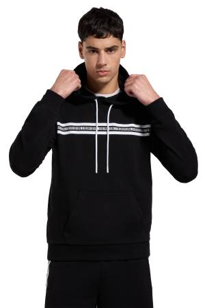 Bikkembergs Erkek Kapüşonlu SweatShirt - PBMF0035 Siyah - Thumbnail