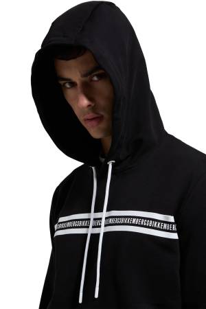 Bikkembergs Erkek Kapüşonlu SweatShirt - PBMF0035 Siyah - Thumbnail