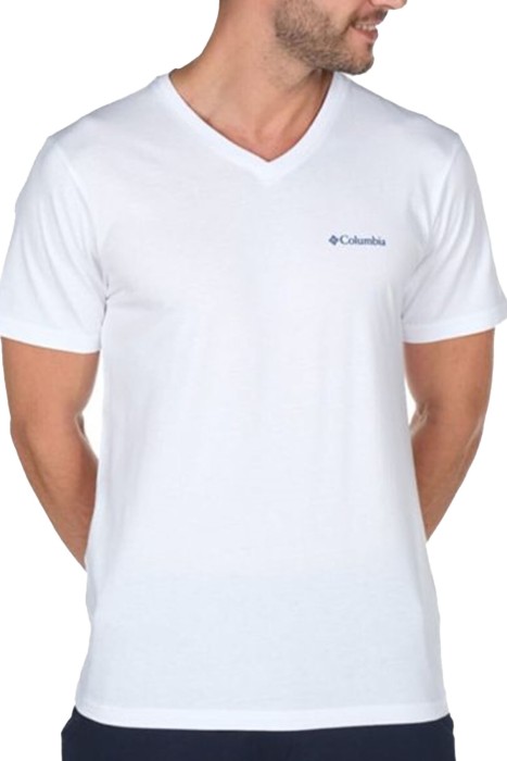 Columbia - Brushed V Neck Erkek V Yaka Beyaz Tişört - CS0288 Beyaz