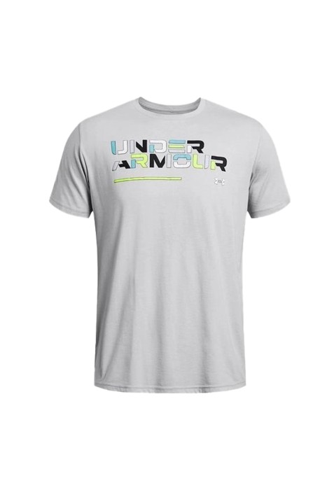 Under Armour - Colorblock Wordmark Ss Erkek T-Shirt - 1382829 Mod Gri/Siyah