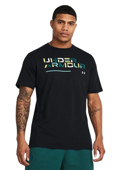 Under Armour - Colorblock Wordmark Ss Erkek T-Shirt - 1382829 Siyah