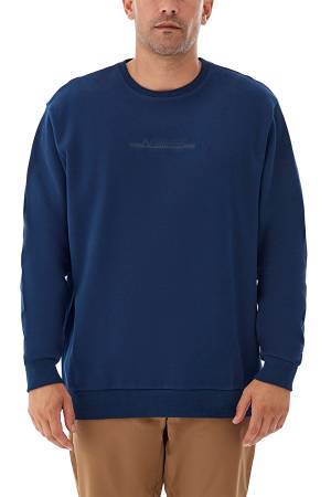 CSC Basic BAR Split Crew Erkek Sweatshirt - CS0274 Koyu Lacivert - Thumbnail