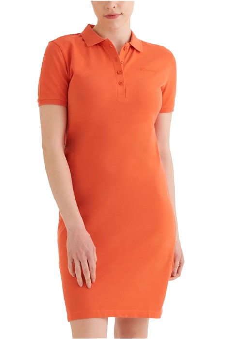 CSC Basic Polo Dress Kadın Kısa Kollu Elbise - CS0378 Turuncu