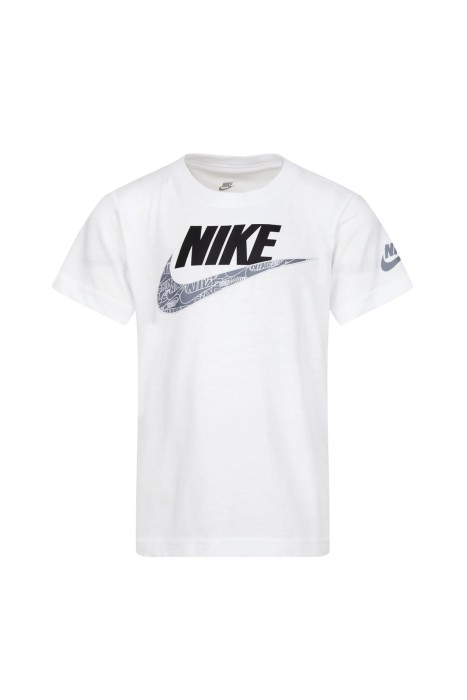 Nike Kids - Futura Swoosh Breeze Çocuk T-Shirt - 86J673 Beyaz-Siyah