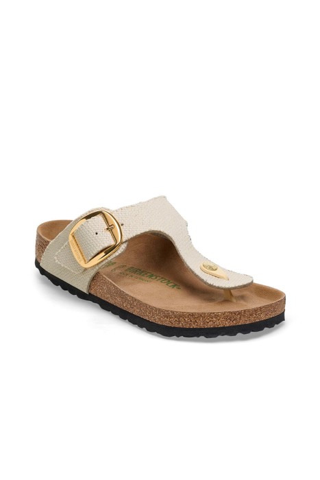 Birkenstock - Gızeh Bıg Buckle Tex Rough Canvas Vegan Kadın Terlik - 1026669 Kırık Beyaz