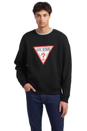 Guess Iconic Tria Erkek SweatShirt - M4YQ21K9V31 Siyah - Thumbnail