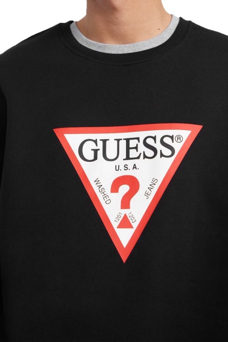 Guess Iconic Tria Erkek SweatShirt - M4YQ21K9V31 Siyah