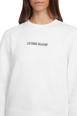 Guess Logo İşlemeli Kadın SweatShirt - W4YQ10KC811 Beyaz - Thumbnail