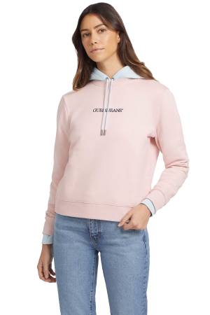 Guess Logo İşlemeli Kadın SweatShirt - W4YQ10KC811 Pembe - Thumbnail