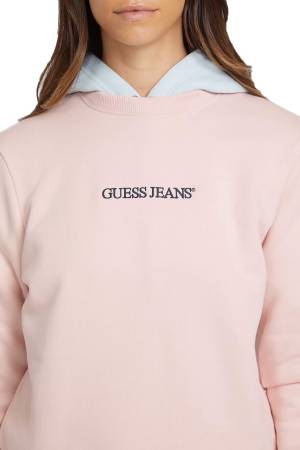 Guess Logo İşlemeli Kadın SweatShirt - W4YQ10KC811 Pembe - Thumbnail