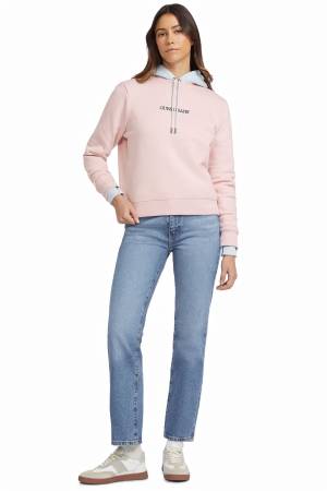 Guess Logo İşlemeli Kadın SweatShirt - W4YQ10KC811 Pembe - Thumbnail