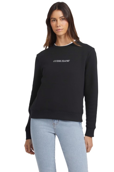 Guess - Guess Logo İşlemeli Kadın SweatShirt - W4YQ10KC811 Siyah