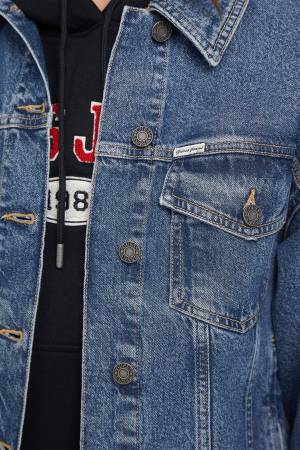 Guess Oversize Trucker Kadın Denim Ceket - W4YN56D5CC3 Mavi - Thumbnail