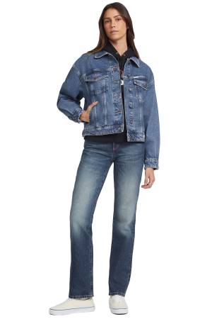 Guess Oversize Trucker Kadın Denim Ceket - W4YN56D5CC3 Mavi - Thumbnail