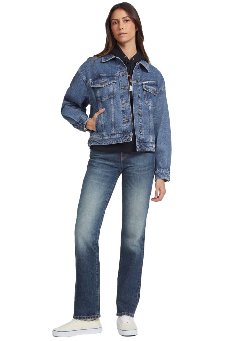 Guess Oversize Trucker Kadın Denim Ceket - W4YN56D5CC3 Mavi