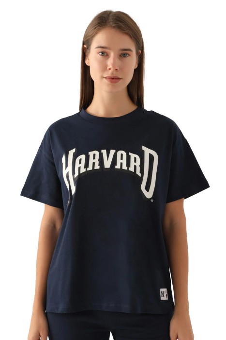 Harvard - Harvard Patterned Kadın T-Shirt - L1730-XS Lacivert