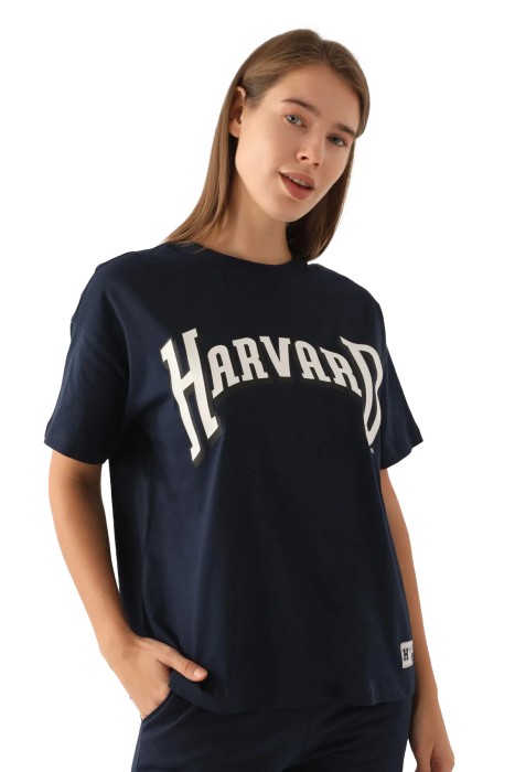 Harvard Patterned Kadın T-Shirt - L1730-XS Lacivert