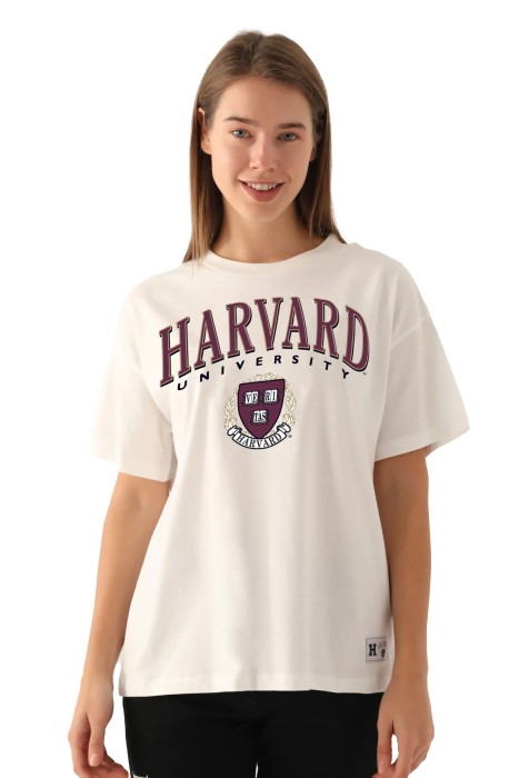 Harvard - Harvard Simple Kadın T-Shirt - L1734-XS Krem