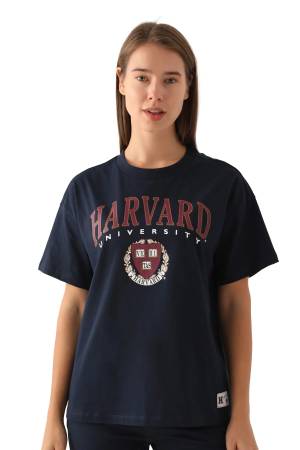 Harvard Simple Kadın T-Shirt - L1734-XS Lacivert - Thumbnail