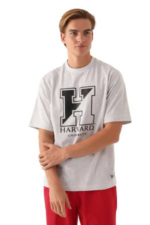 Harvard Universty Erkek T-Shirt - L1723-XS Gri - Thumbnail