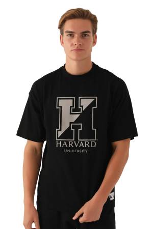 Harvard Universty Erkek T-Shirt - L1723-XS Siyah - Thumbnail