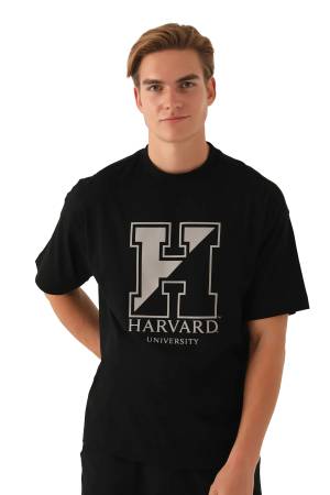 Harvard Universty Erkek T-Shirt - L1723-XS Siyah - Thumbnail