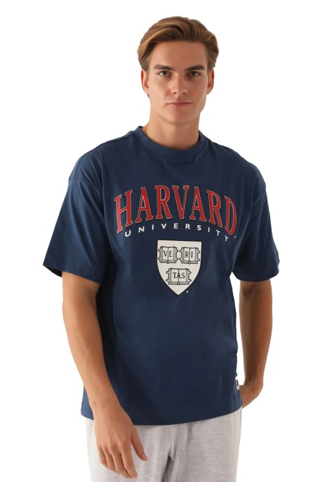 Harvard - Harvard Veritas Erkek T-Shirt - L1722-XS Lacivert