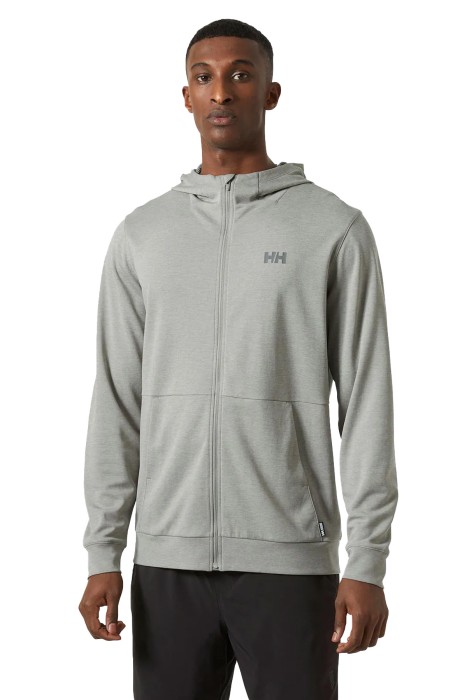 Helly Hansen - Hh Lifa Tech Lite Zip Erkek Kapüşonlu SweatShirt - 63267 Gri/Turuncu