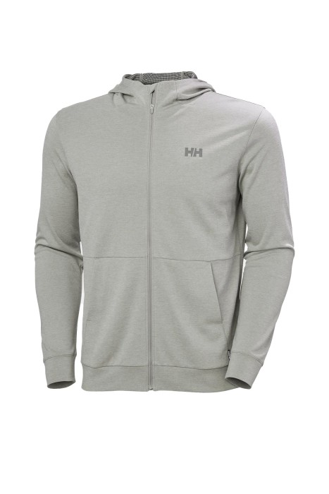 Hh Lifa Tech Lite Zip Erkek Kapüşonlu SweatShirt - 63267 Gri/Turuncu