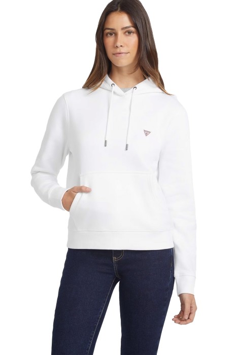 Guess - Hood Reg Mini Tri Kadın Kapüşonlu SweatShirt - W4YQ04KC811 Beyaz