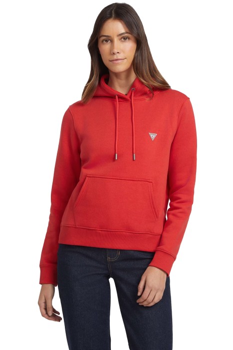 Guess - Hood Reg Mini Tri Kadın Kapüşonlu SweatShirt - W4YQ04KC811 Kırmızı