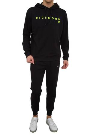 John Richmond Erkek Kapüşonlu SweatShirt - UMP24006FESW Siyah - Thumbnail