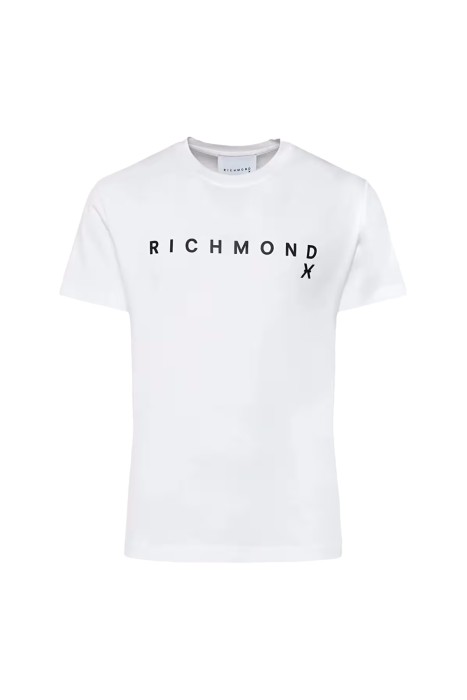 John Richmond - John Richmond Erkek T-Shirt - UMP24004TSOF Beyaz/Siyah