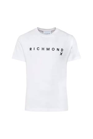 John Richmond Erkek T-Shirt - UMP24004TSOF Beyaz/Siyah - Thumbnail