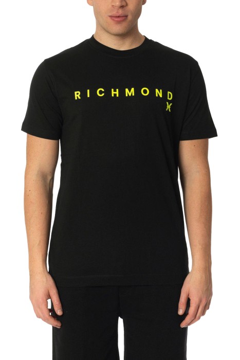 John Richmond - John Richmond Erkek T-Shirt - UMP24004TSOF Siyah/Sarı