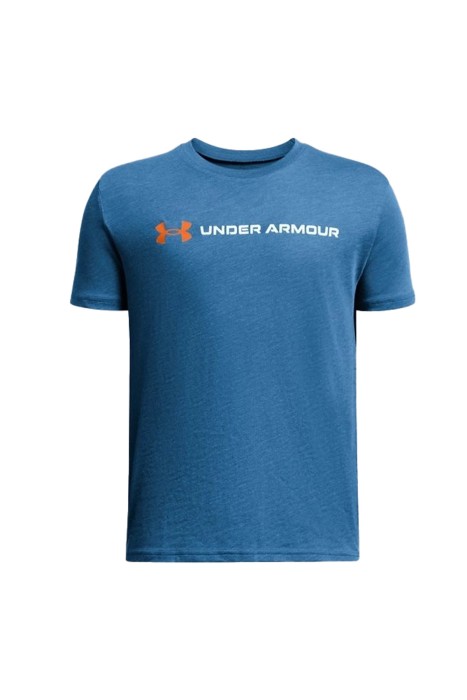 Under Armour - Logo Wordmark Erkek Çocuk T-Shirt - 1380747 Mavi/Sarı