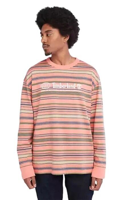 Timberland - Ls Hw Striped Crew Neck Uzun Kollu T-Shirt - TB0A68Y1 Pembe