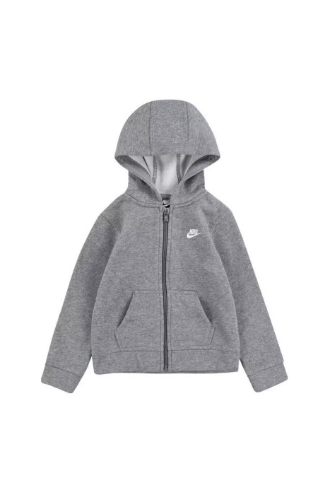 Nike Kids - Nkb Club Fleece Tam Fermuarlı Erkek Çocuk Kapüşonlu SweatShirt - 86F321 Gri