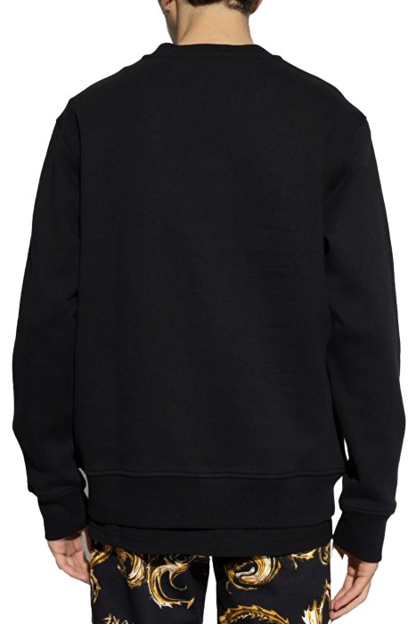 R Logo Baroque Erkek SweatShirt - 77GAIE05 Siyah/Altın Sarısı